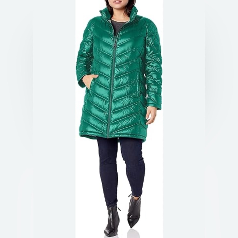 Calvin Klein Vibrant Emerald Green Down Puffer Coat